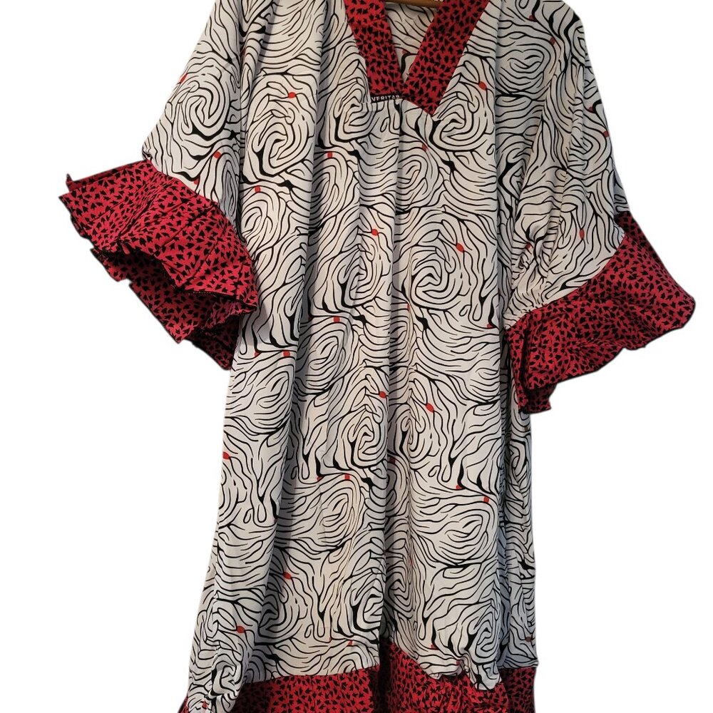 ONE SIZE V-neck beautiful soft fabric Custom made lounge or relaxing dress.